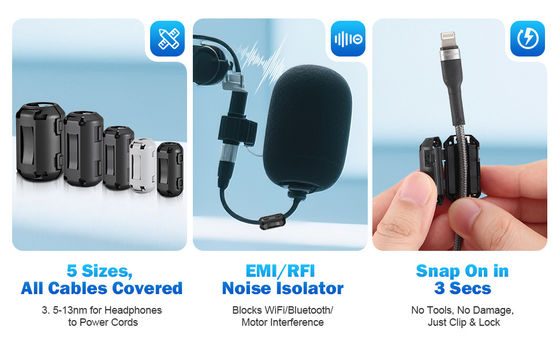 comprar Snap-On Ferrite Ring with 1MHz to 1GHz Frequency Range and 155 Ohm Impedance for Cable Noise Suppression online manufacture